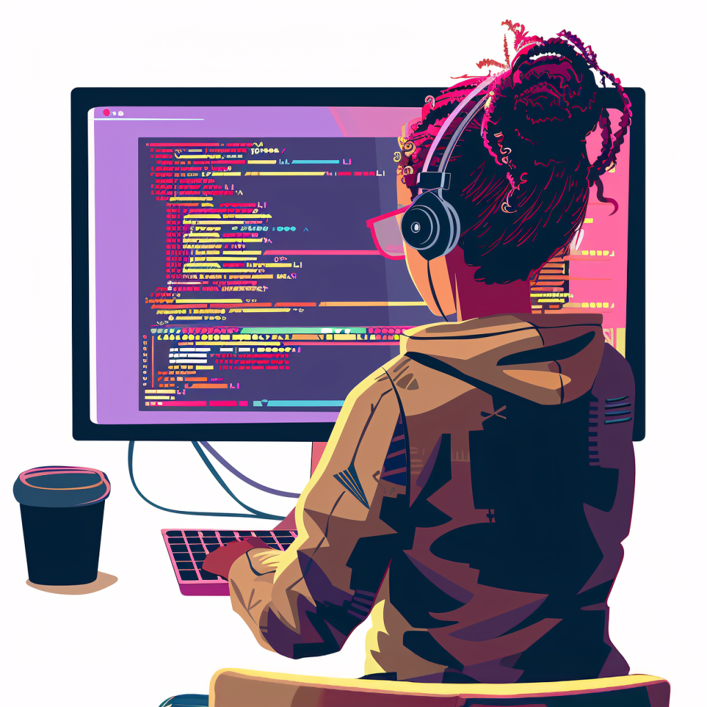 ai generated, woman, programmer, coding, computer, digital art, female, developer, desktop, code, screen, work, software, programming, woman coding, female programmer, tech, workplace, computer screen, coder, it professional, technology, desktop coding, tech worker, coding, coding, coding, coding, coding